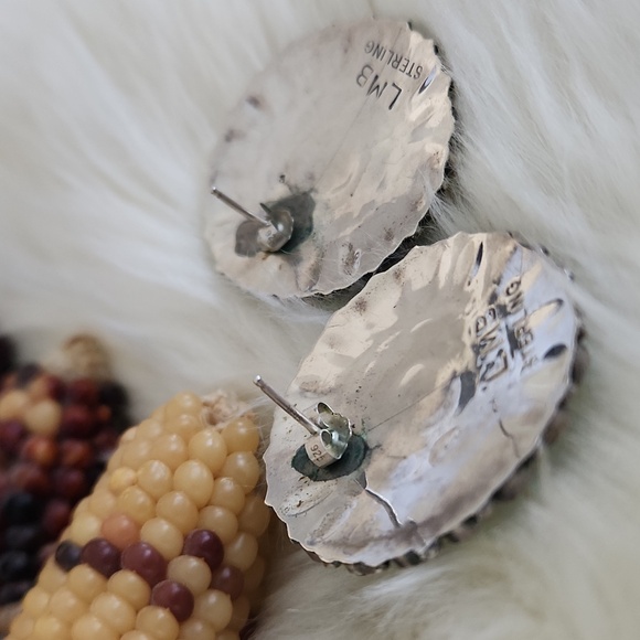 Stunning Vintage Native American Navajo Turquoise Flower Cluster Earrings 🩵🎁 - Picture 6 of 15